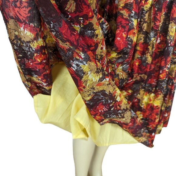 Trashy Diva by Candice‎ Gwinn Warm Watercolor orange gold pleated Dress 8 - Picture 10 of 16